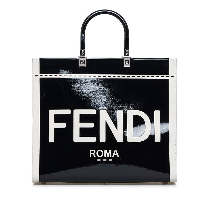 Fendi Medium Sunshine Shopper Tote Black Leather Good condition - Front View