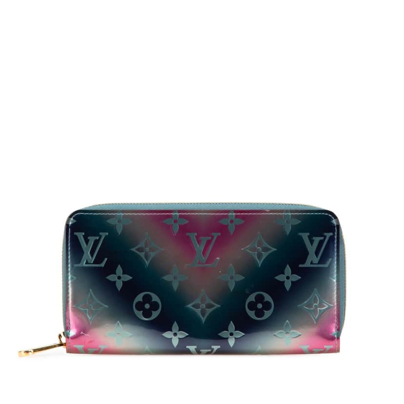 Louis Vuitton Metallic Monogram Vernis Degrade Zippy Long Wallet Blue Leather Good condition - Front View