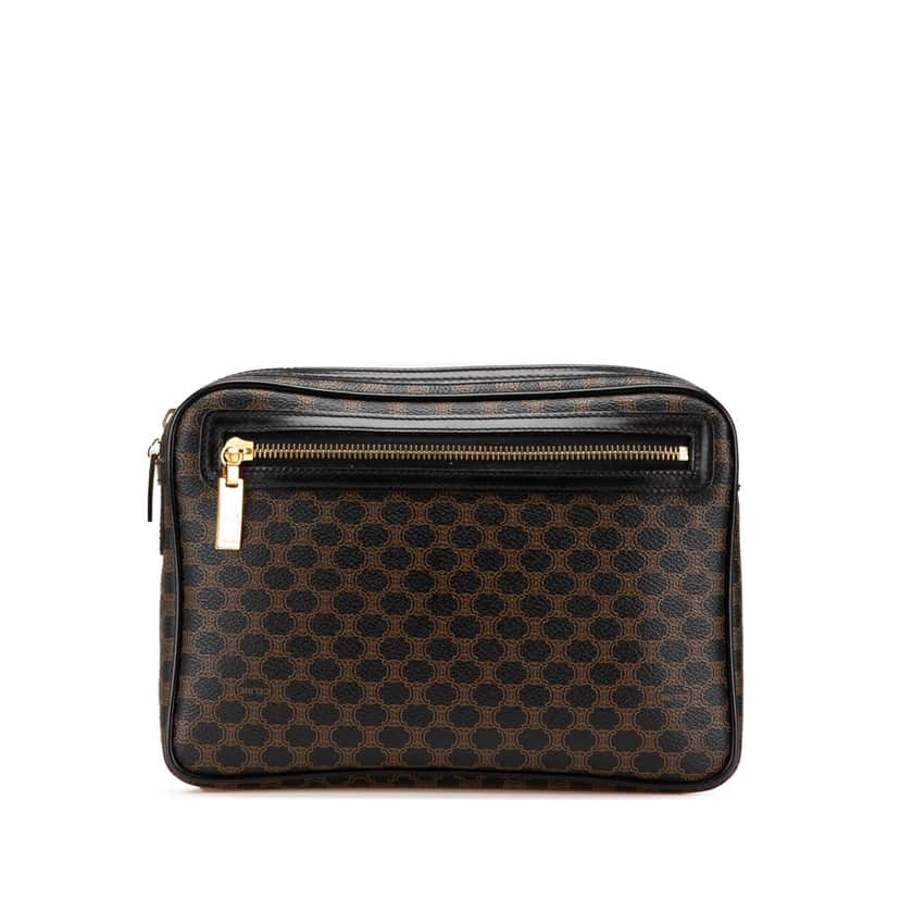 Celine Macadam Coated Canvas Clutch Black Canvas Good condition - Front View