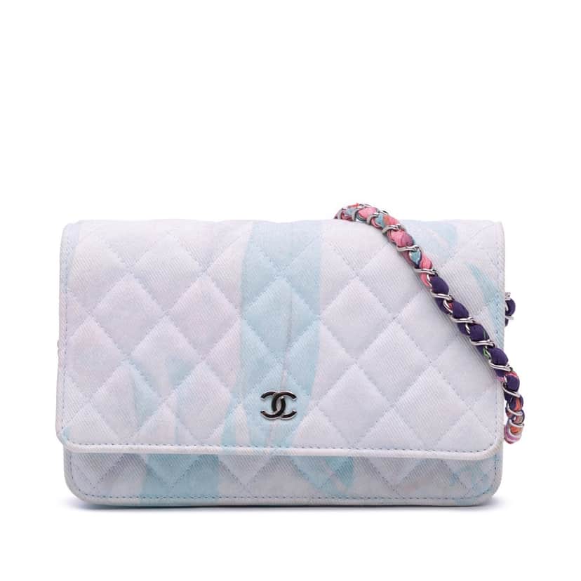 Chanel CC Quilted Canvas Jungle Jeans Wallet on Chain White Canvas Very good condition - Front View