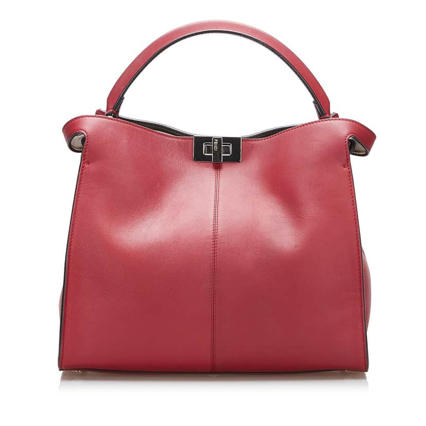 Fendi Medium Peekaboo X-Lite Red Leather Good condition - Front View