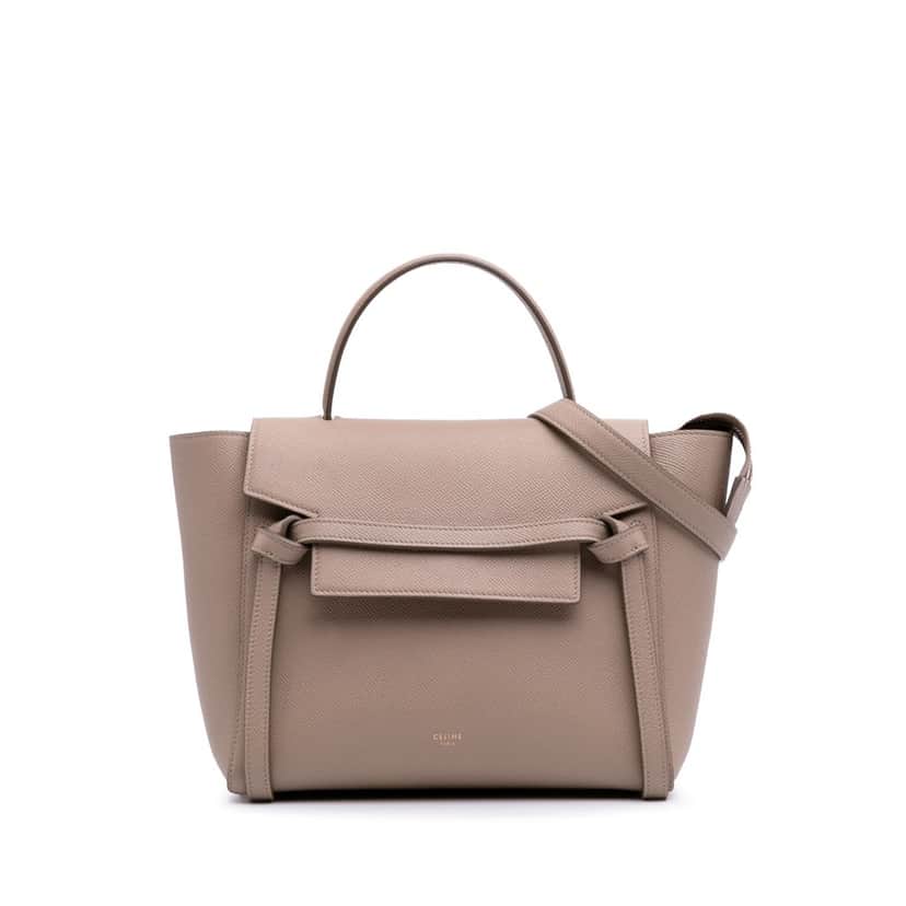 Celine Micro Grained Calfskin Belt Bag Brown Leather Good condition - Front View