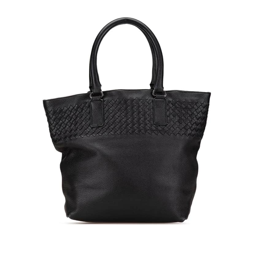 Bottega Veneta Leather Intrecciato Tote Black Leather Fair condition - Front View