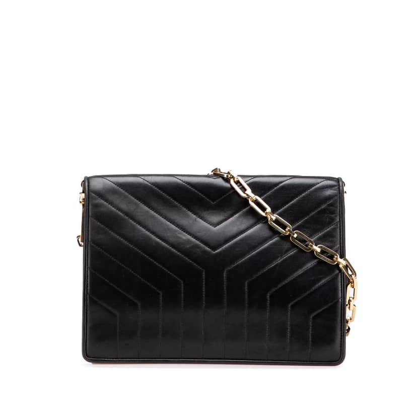 Yves Saint Laurent Leather Y Stitch Chain Crossbody Black Leather Good condition - Front View