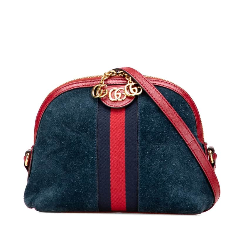 Gucci Small Suede Ophidia Dome Crossbody Blue Leather Good condition - Front View