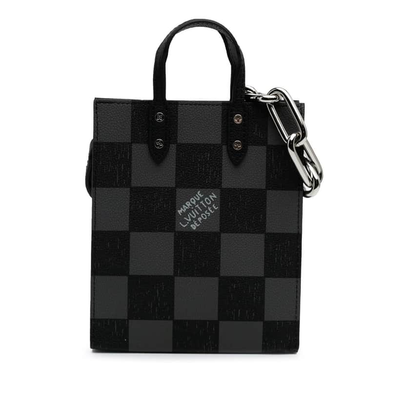 Louis Vuitton Damier Checkerboard Sac Plat XS Black Canvas Good condition - Front View