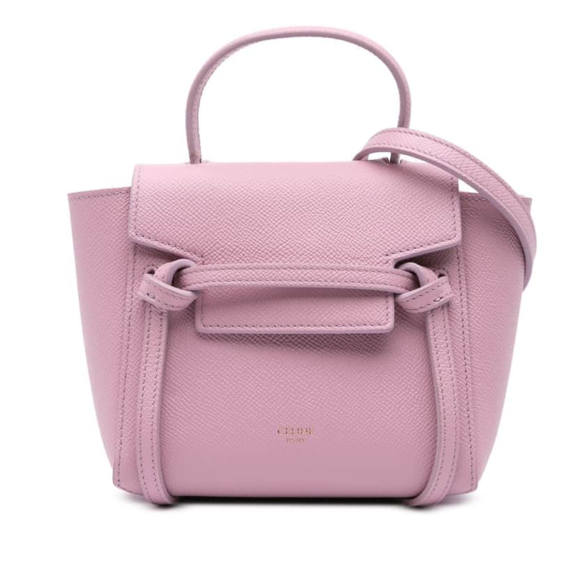 Celine Pico Grained Calfskin Belt Bag Pink Leather Good condition - Front View