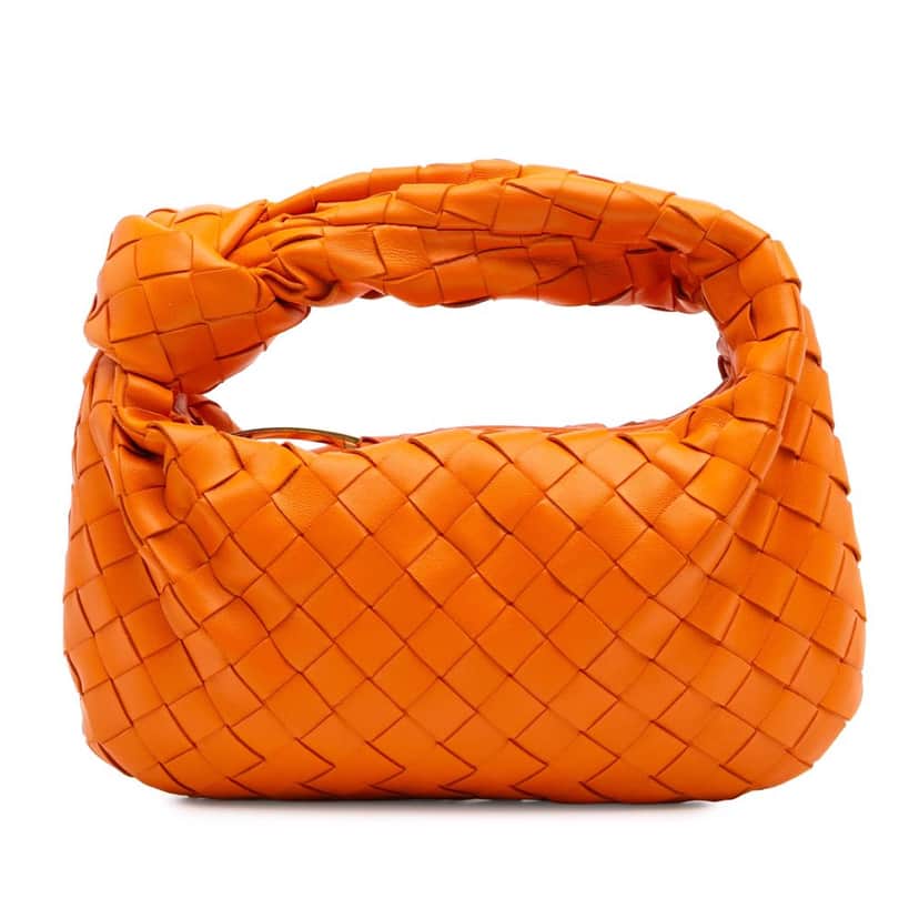 Bottega Veneta Mini Nappa Intrecciato Jodie Orange Leather Good condition - Front View