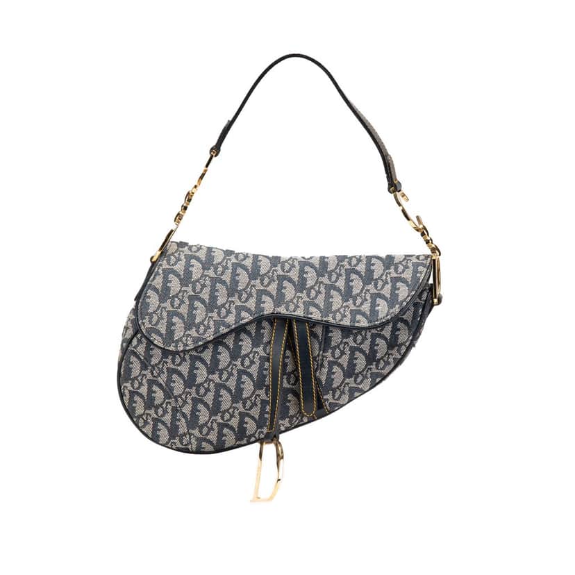 Dior Diorissimo Canvas Saddle Bag Blue Canvas Good condition - Front View
