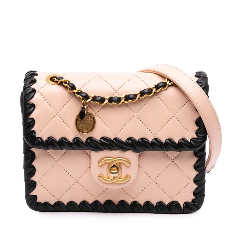 Chanel Mini Calfskin Braided My Own Frame Flap Pink Leather Good condition - Front View