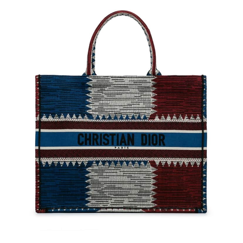 Dior Large French Flag Book Tote Blue Canvas Very good condition - Front View