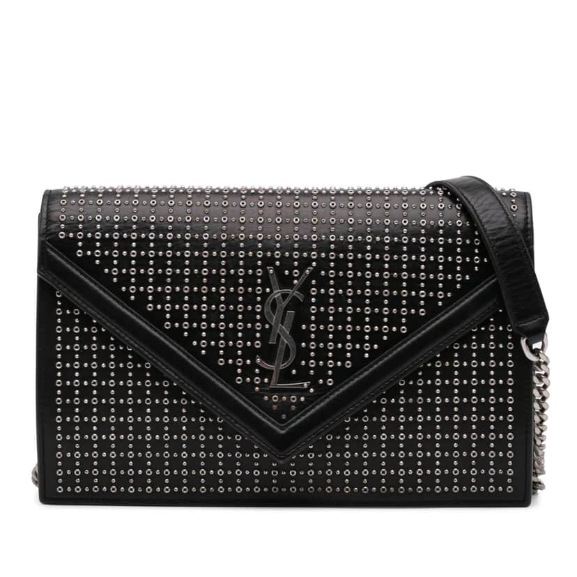 Saint Laurent Studded Leather Monogram Le Sept Chain Bag Black Leather Good condition - Front View