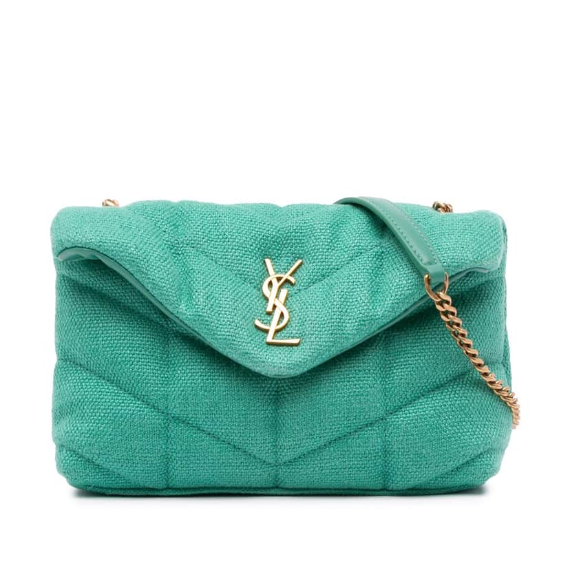 Saint Laurent Toy Canvas Loulou Puffer Crossbody Green Canvas Good condition - Front View