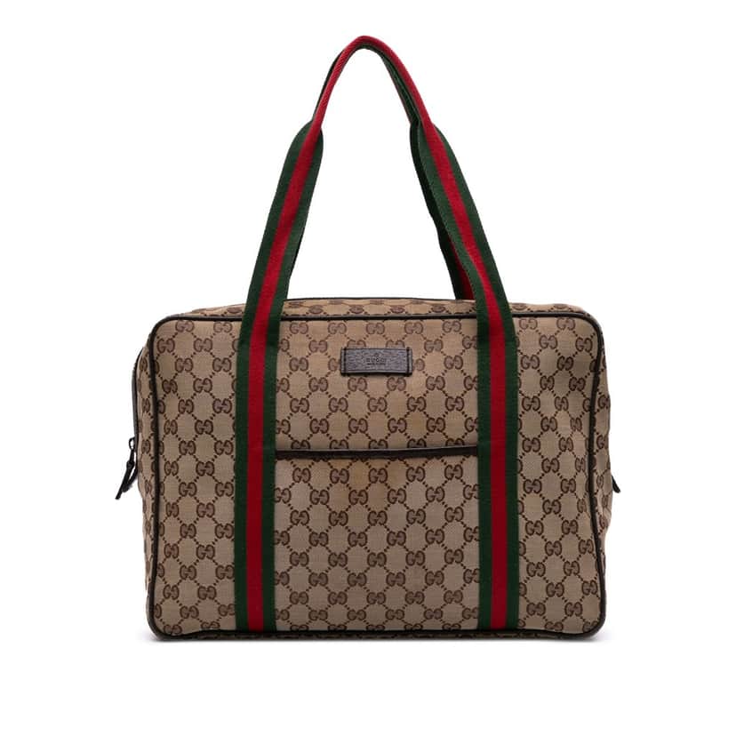 Gucci GG Canvas Web Business Bag Brown Canvas Good condition - Front View