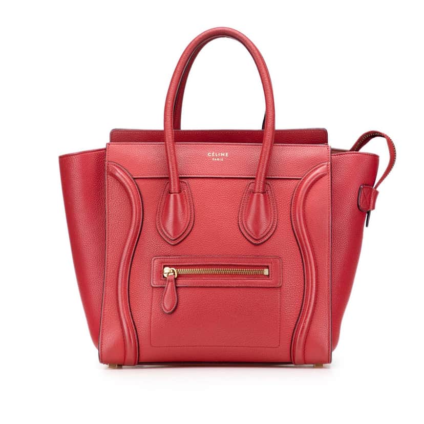 Celine Micro Calfskin Luggage Tote Red Leather Good condition - Front View