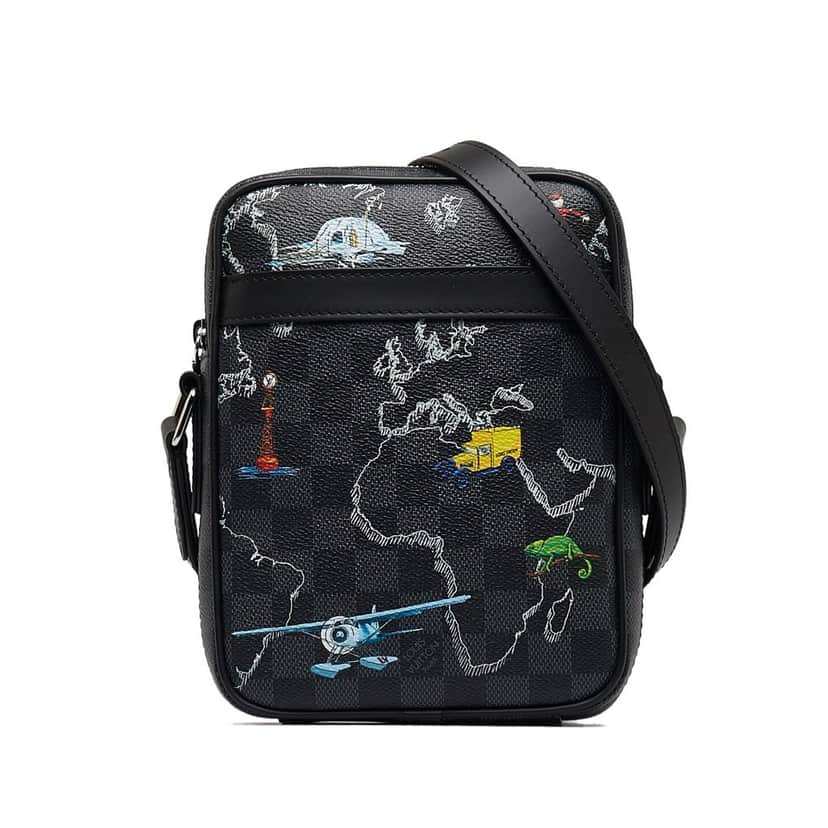 Louis Vuitton Damier Graphite Renaissance Map Danube Slim PM Black Canvas Good condition - Front View