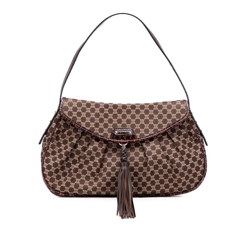 Celine Macadam Canvas Shoulder Bag Brown Canvas Good condition - Front View