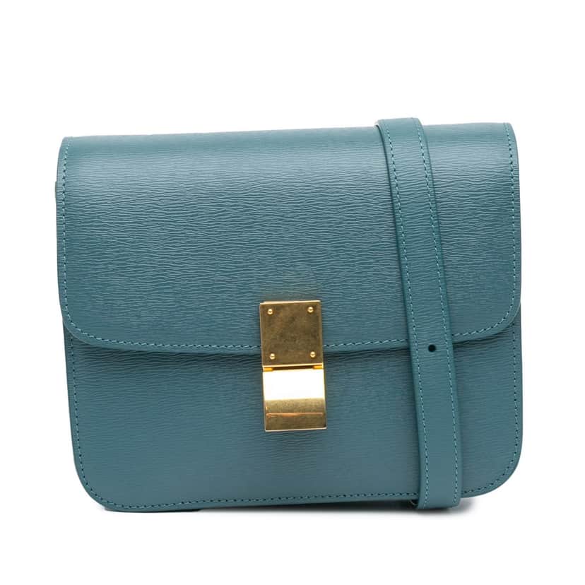 Celine Teen Liege Calfskin Classic Box Blue Leather Good condition - Front View