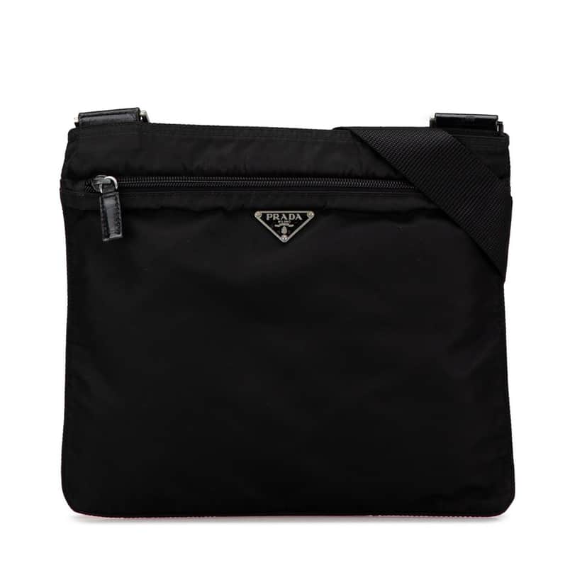 Prada Tessuto Zip Top Crossbody Black Good condition - Front View