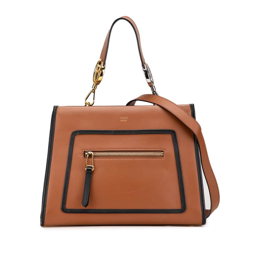 Fendi Small Leather Runaway Satchel Brown Leather Good condition - Front View
