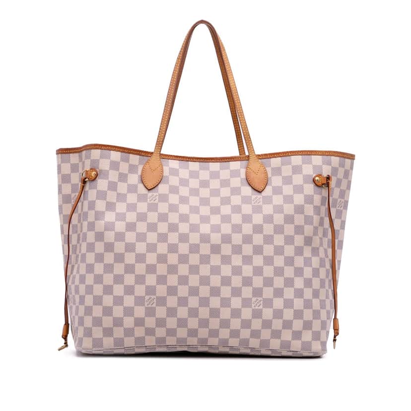 Louis Vuitton Damier Azur Neverfull GM White Canvas Good condition - Front View