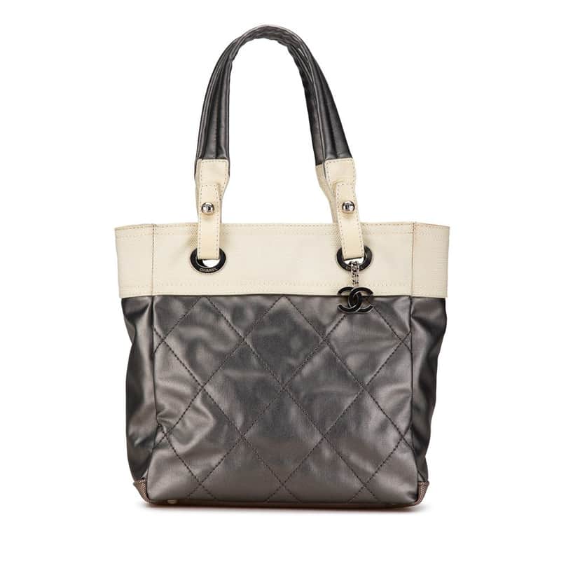 Chanel Small Bicolor Paris-Biarritz Tote Grey Canvas Good condition - Front View