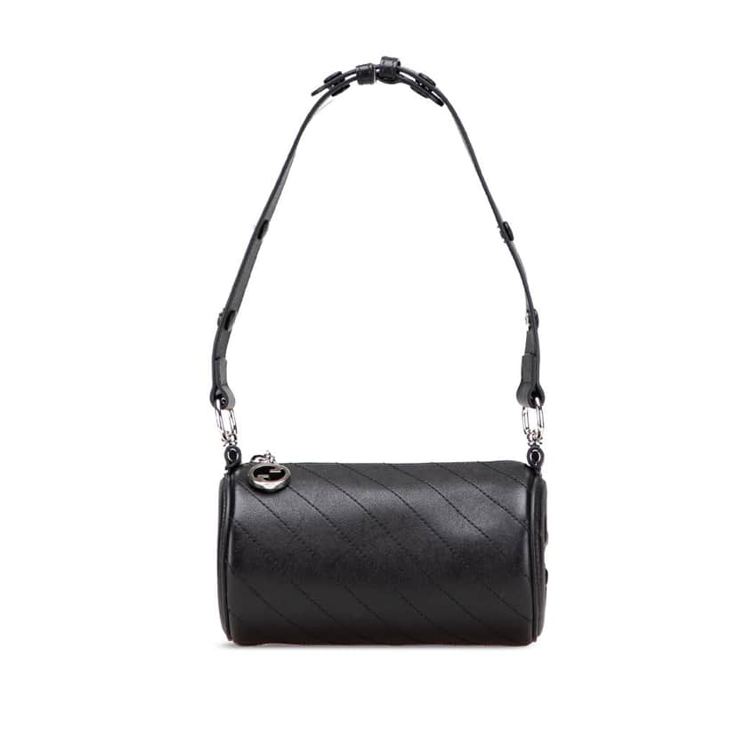 Gucci Mini Leather Blondie Barrel Shoulder Bag Black Leather Good condition - Front View