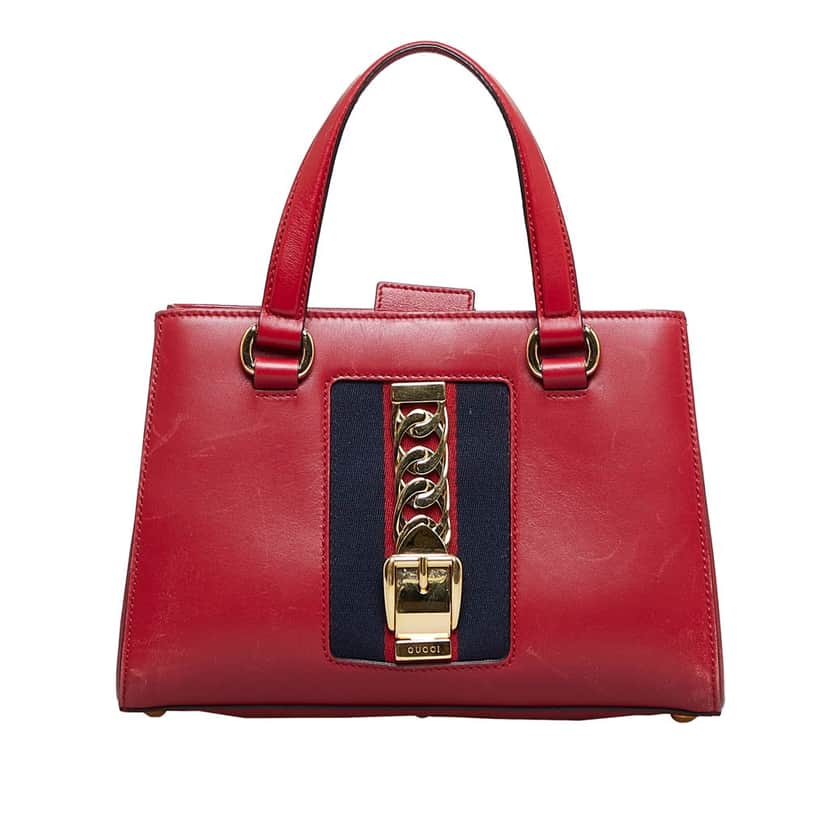 Gucci Sylvie Web Top Handle Satchel Red Leather Good condition - Front View