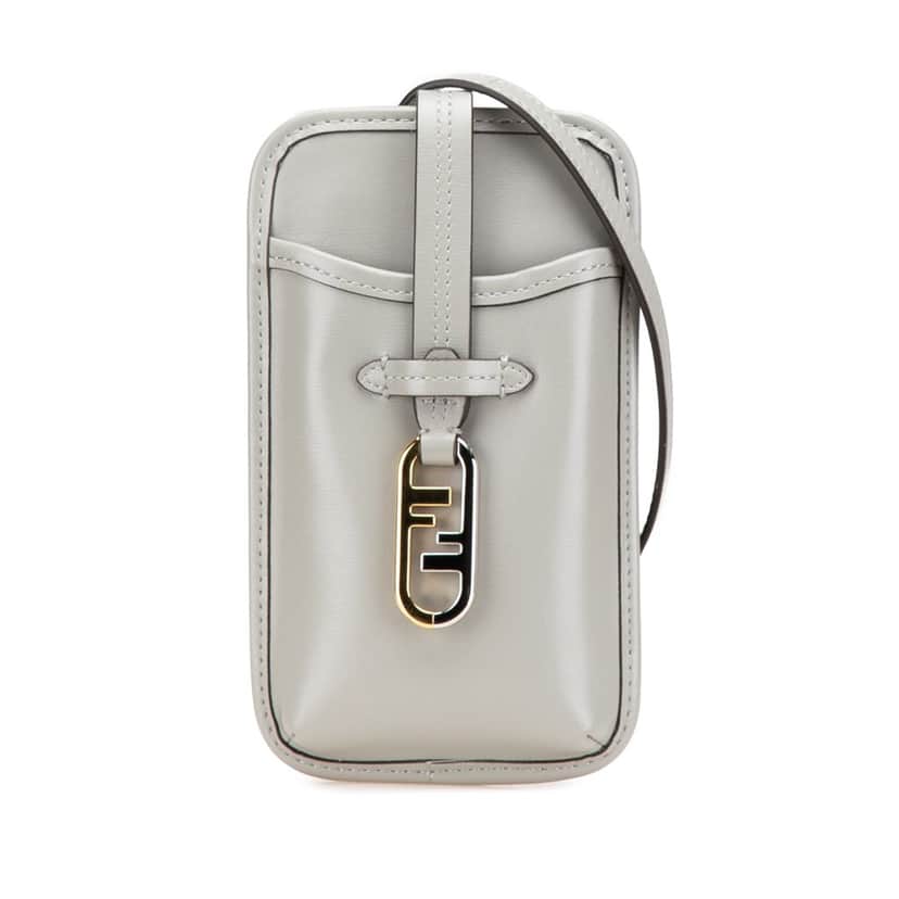 Fendi Leather Phone Pouch Crossbody Grey Leather Good condition - Front View