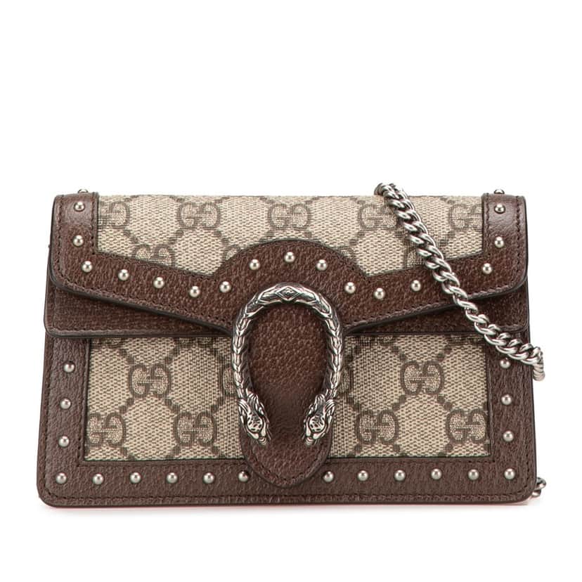 Gucci Super Mini GG Supreme Studs Dionysus Crossbody Brown Canvas Good condition - Front View