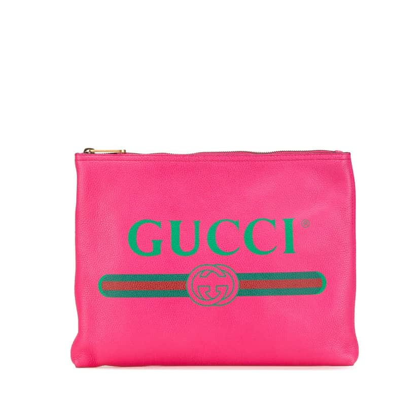 Gucci Medium Leather Logo Portfolio Clutch Pink Leather Good condition - Front View