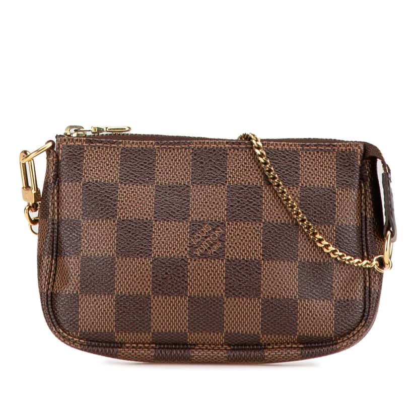 Louis Vuitton Damier Ebene Mini Pochette Accessoires Brown Canvas Good condition - Front View