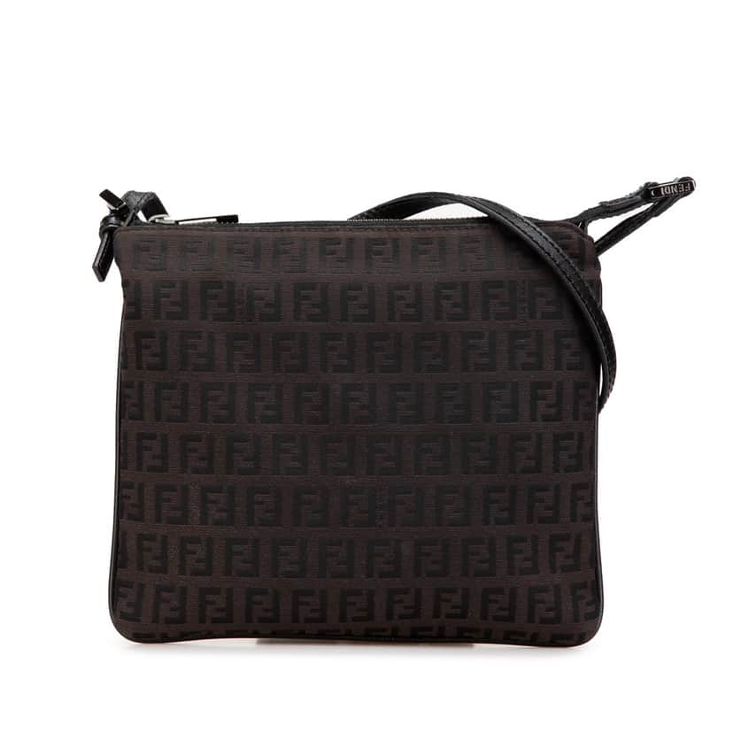Fendi Zucchino Canvas Crossbody Brown Canvas Good condition - Front View
