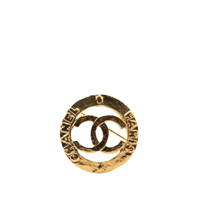 Chanel Gold Plated CC Brooch Gold Metal Good condition - Front View