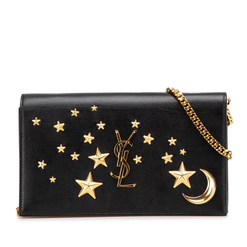 Saint Laurent Leather Moon and Star Monogram Kate Wallet On Chain Black Leather Good condition - Front View