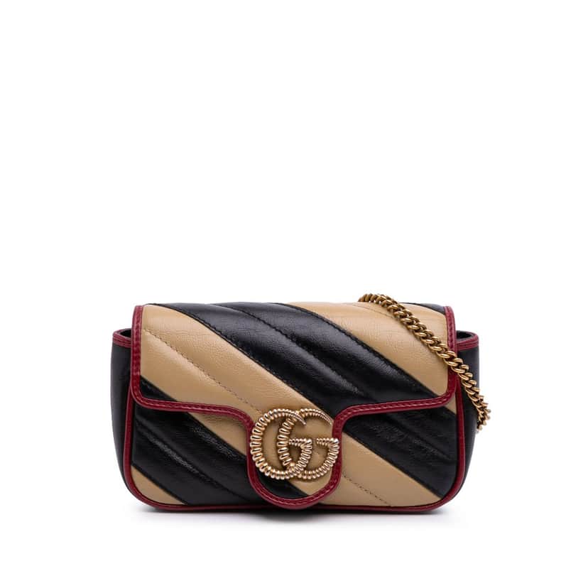 Gucci Super Mini GG Marmont Matelasse Leather Torchon Flap Crossbody Brown Leather Good condition - Front View