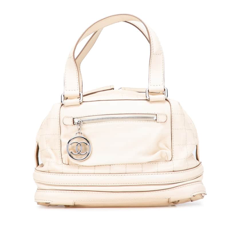 Chanel Goatskin Square Stitch Essential Bowler Brown Leather Good condition - Front View