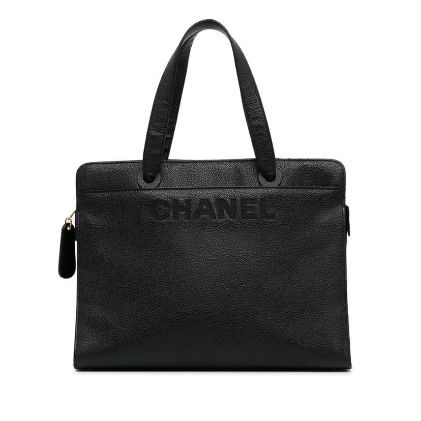Chanel CC Caviar Leather Tote Black Leather Good condition - Front View