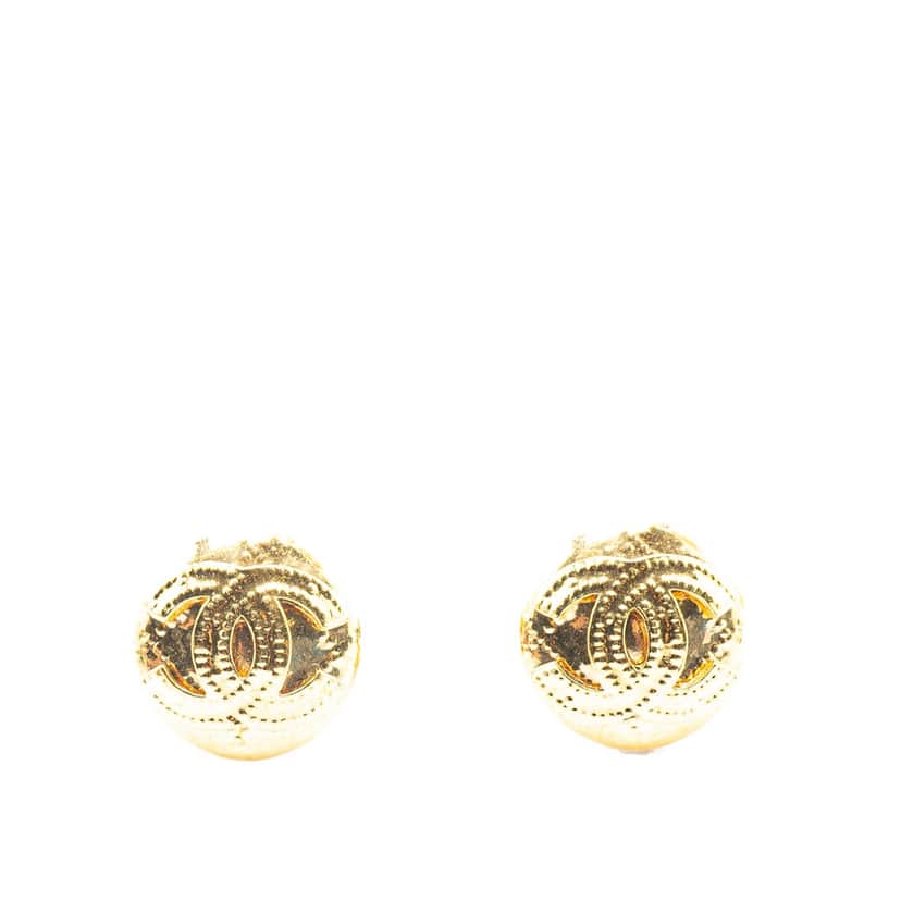 Chanel Gold Plated CC Clip on Earrings Gold Metal Good condition - Front View