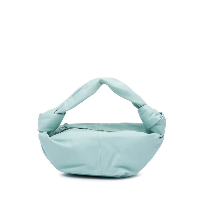 Bottega Veneta Mini Calfskin Double Knot Bag Blue Leather Good condition - Front View