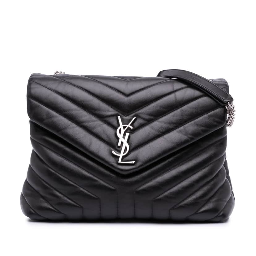 Saint Laurent Medium Matelasse Leather LouLou Shoulder Bag Black Leather Good condition - Front View