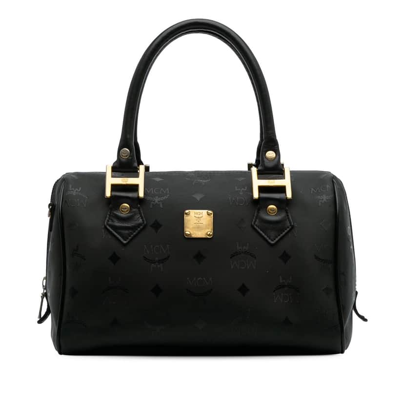 Mcm Visetos Nylon Boston Bag Black Good condition - Front View