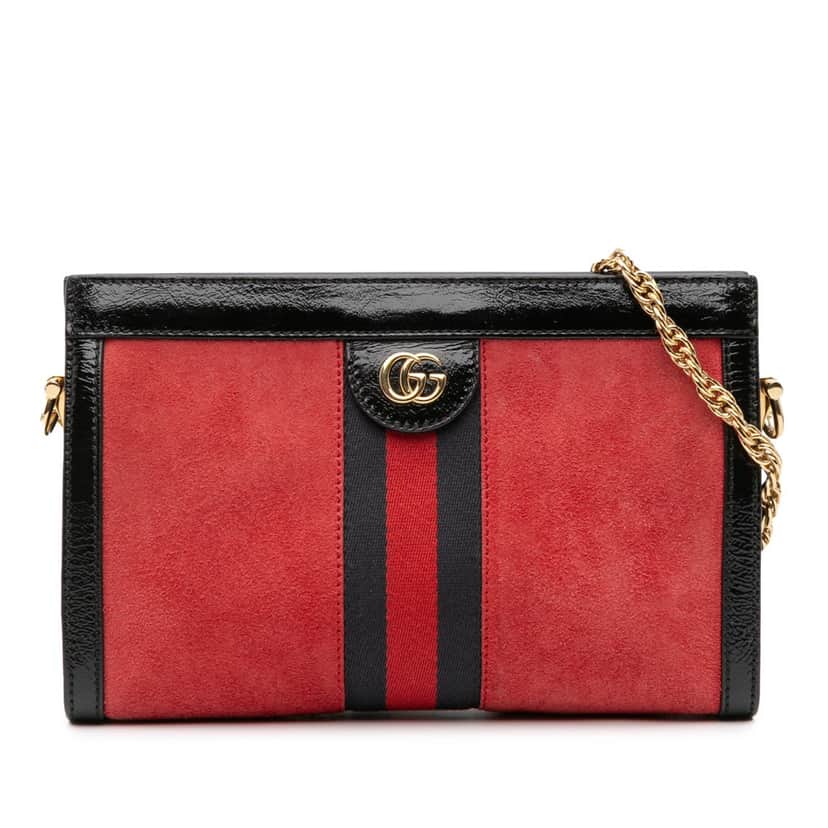 Gucci Small Suede Ophidia Chain Crossbody Red Leather Good condition - Front View
