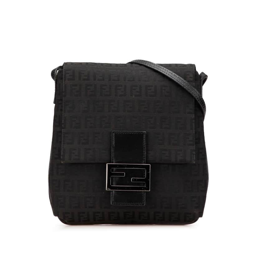 Fendi Zucchino Canvas Crossbody Black Canvas Good condition - Front View