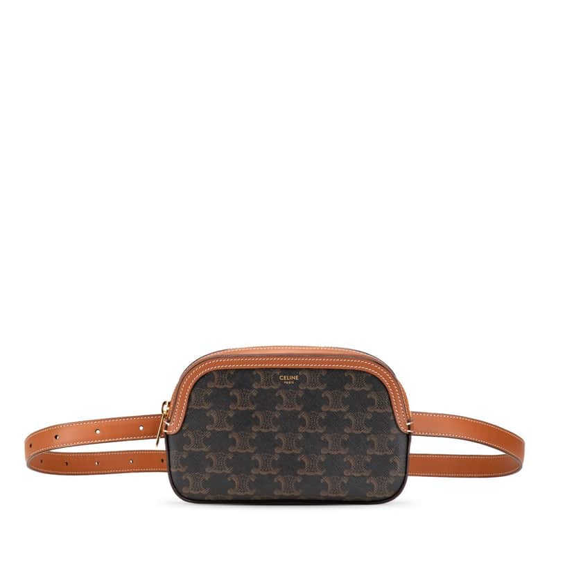 Celine Triomphe Coated Canvas Belt Bag Brown Canvas Good condition - Front View