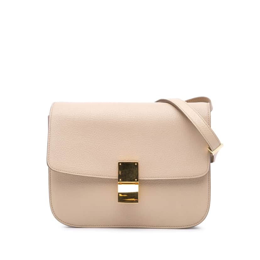 Celine Medium Calfskin Classic Box Brown Leather Good condition - Front View
