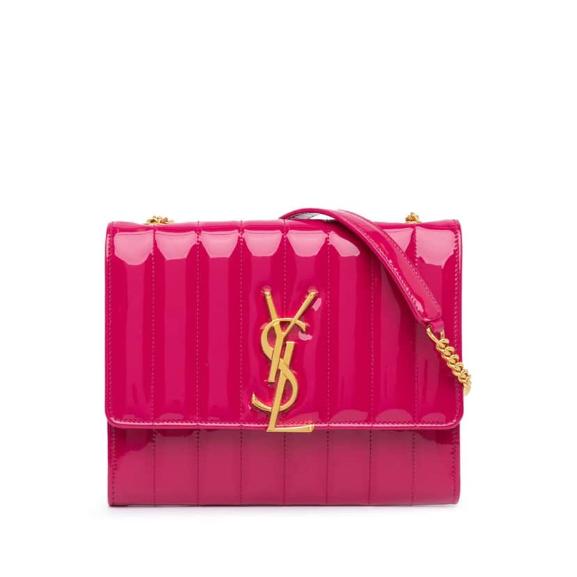 Saint Laurent Medium Patent Vicky Crossbody Pink Leather Good condition - Front View