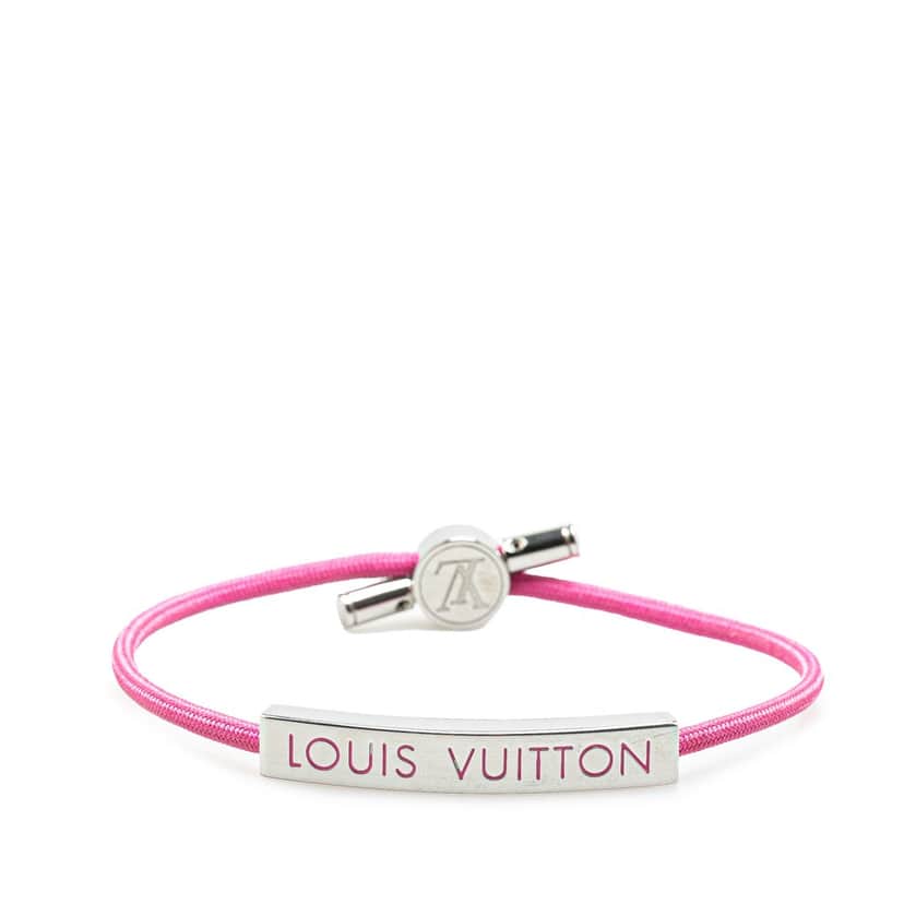 Louis Vuitton Stainless Steel and Nylon LV Space Bracelet Pink Good condition - Front View