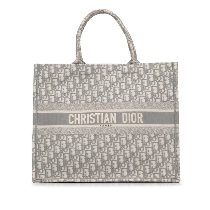 Dior Large Oblique Book Tote Grey Canvas Good condition - Front View