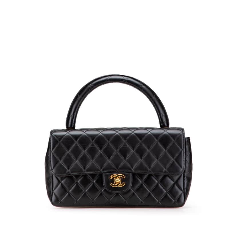 Chanel Medium Lambskin Parent Kelly Flap Black Leather Good condition - Front View